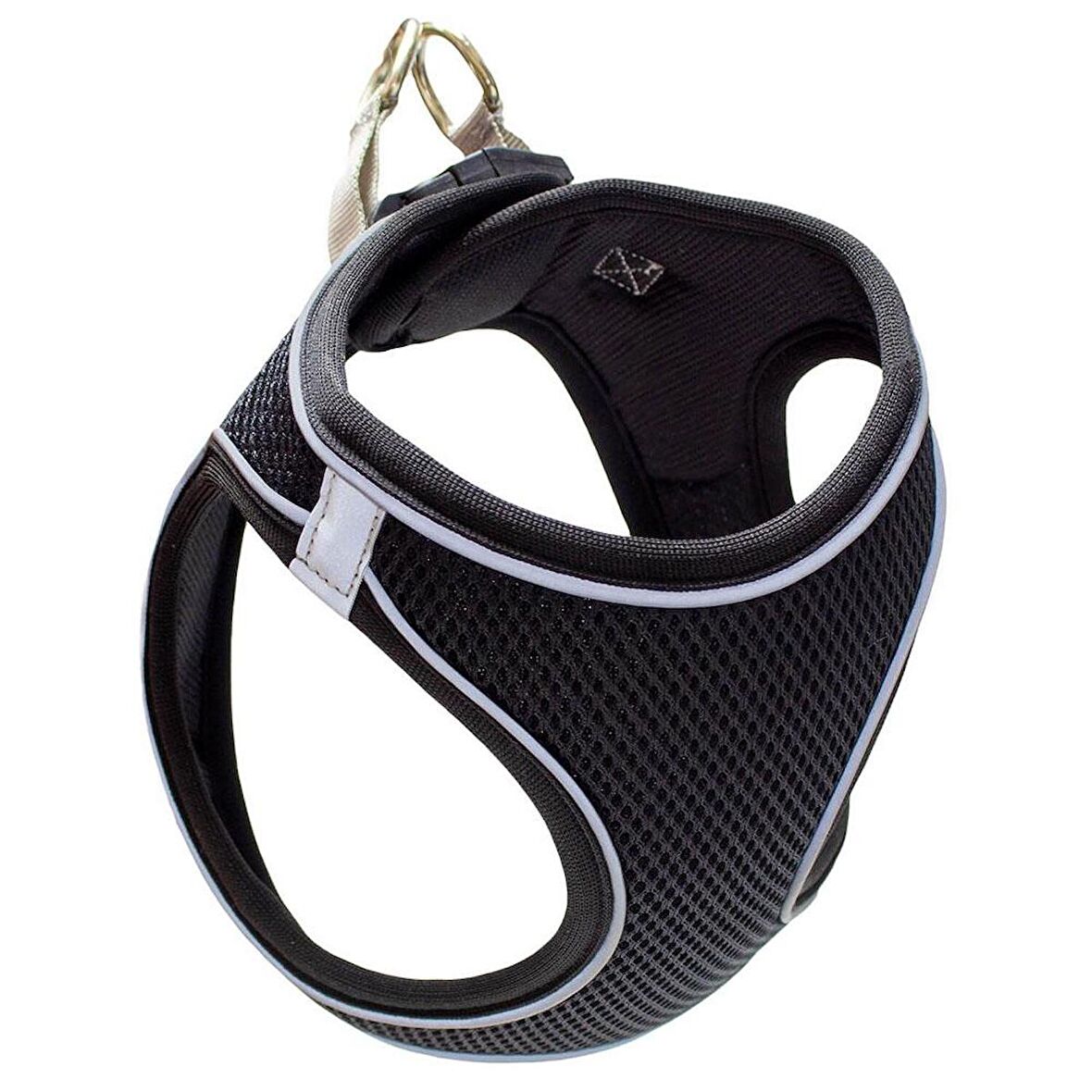 Mita Air Mesh Kedi Köpek Göğüs Tasması Çift Reflektörlü, Terletmeyen Siyah/ Black